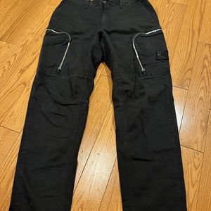 STONE ISLAND Black Utility Pants with silver zippers